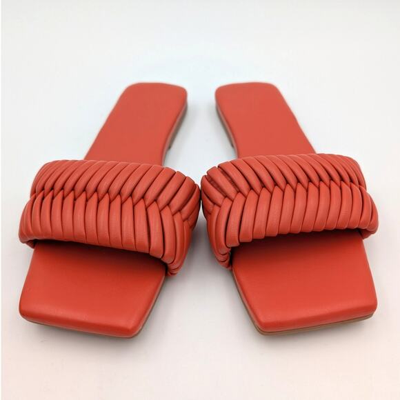 Open Edit Linx Slide Sandal Women's Woven Vamp Strap Orange Size US6M - Picture 2 of 9